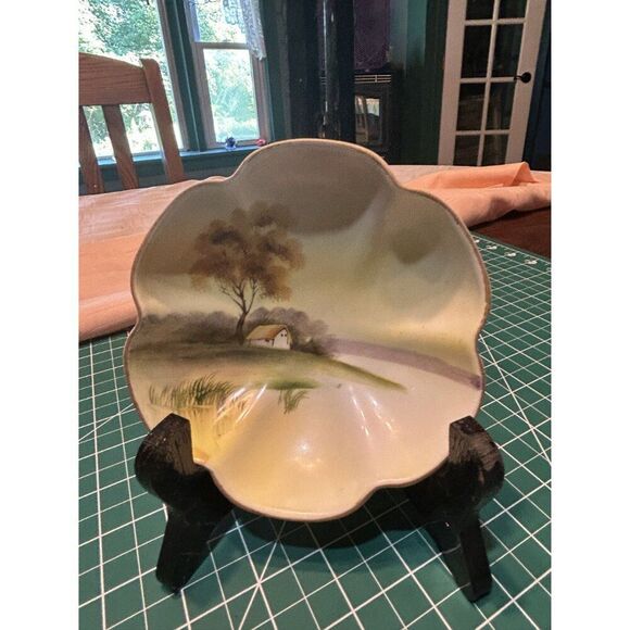 Vintage Noritake Hand Painted Sugar & Creamer Set With Scenic Dish - Picture 7 of 7